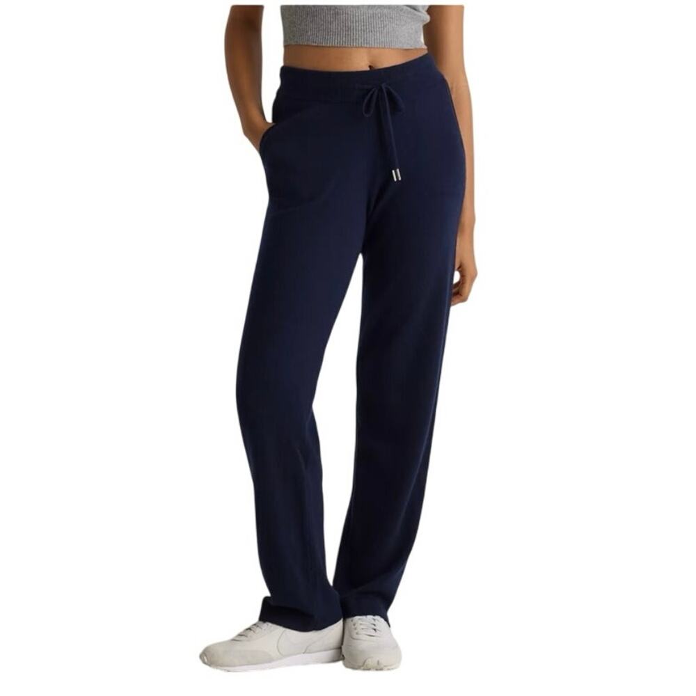 GUC Read Quince Women’s L True Navy Mongolian Cashmere Straight Leg Pants Preppy